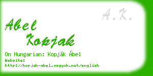 abel kopjak business card