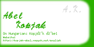abel kopjak business card